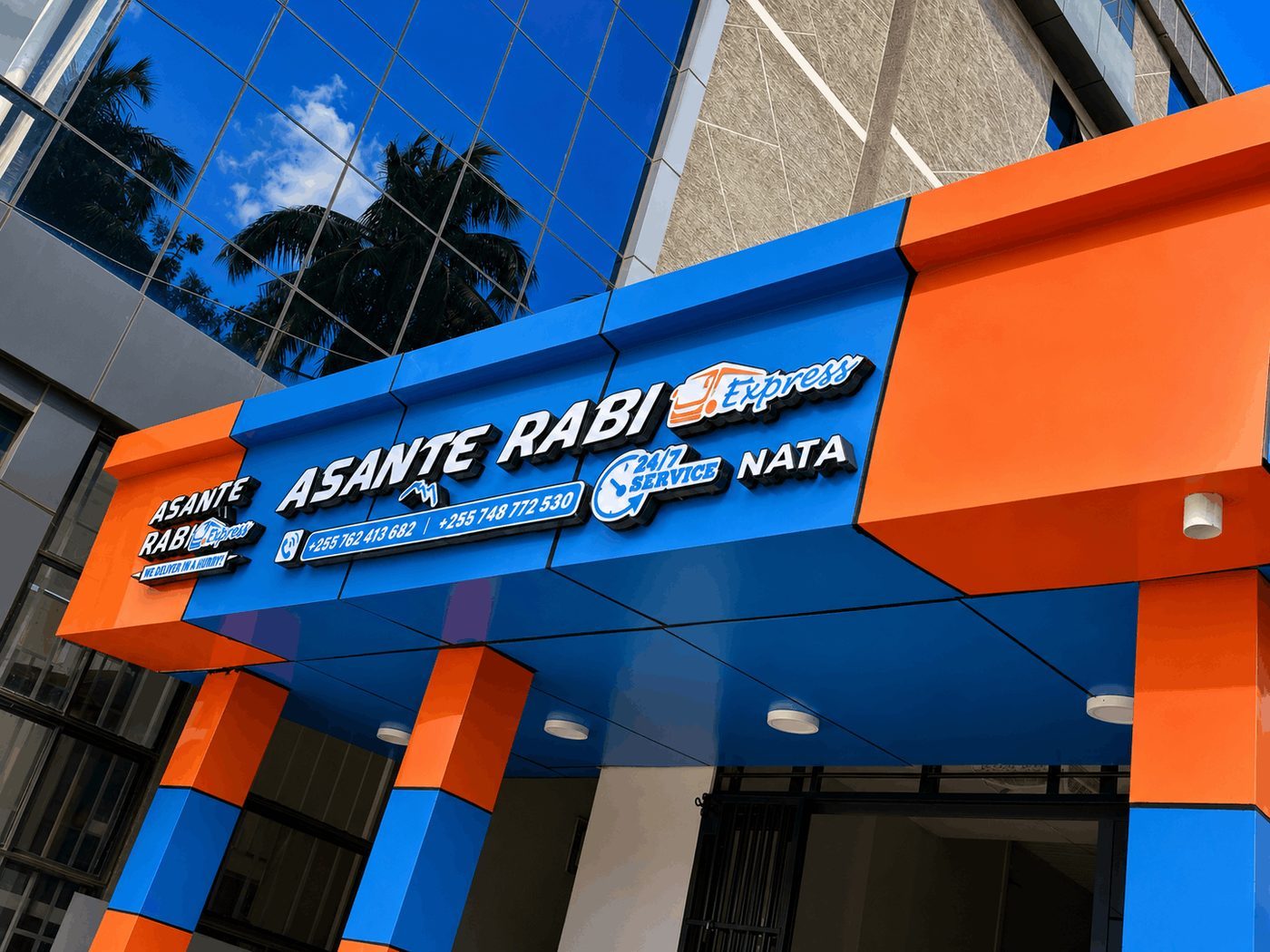 ACP facade na bango la 3D — ofisi ya Asante Rabi Express, NATA