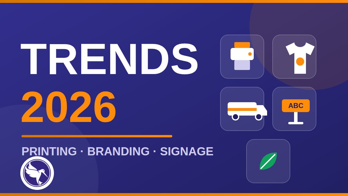 Mitindo ya printing na branding 2026 — printing, mavazi, vehicle branding, signage na uendelevu